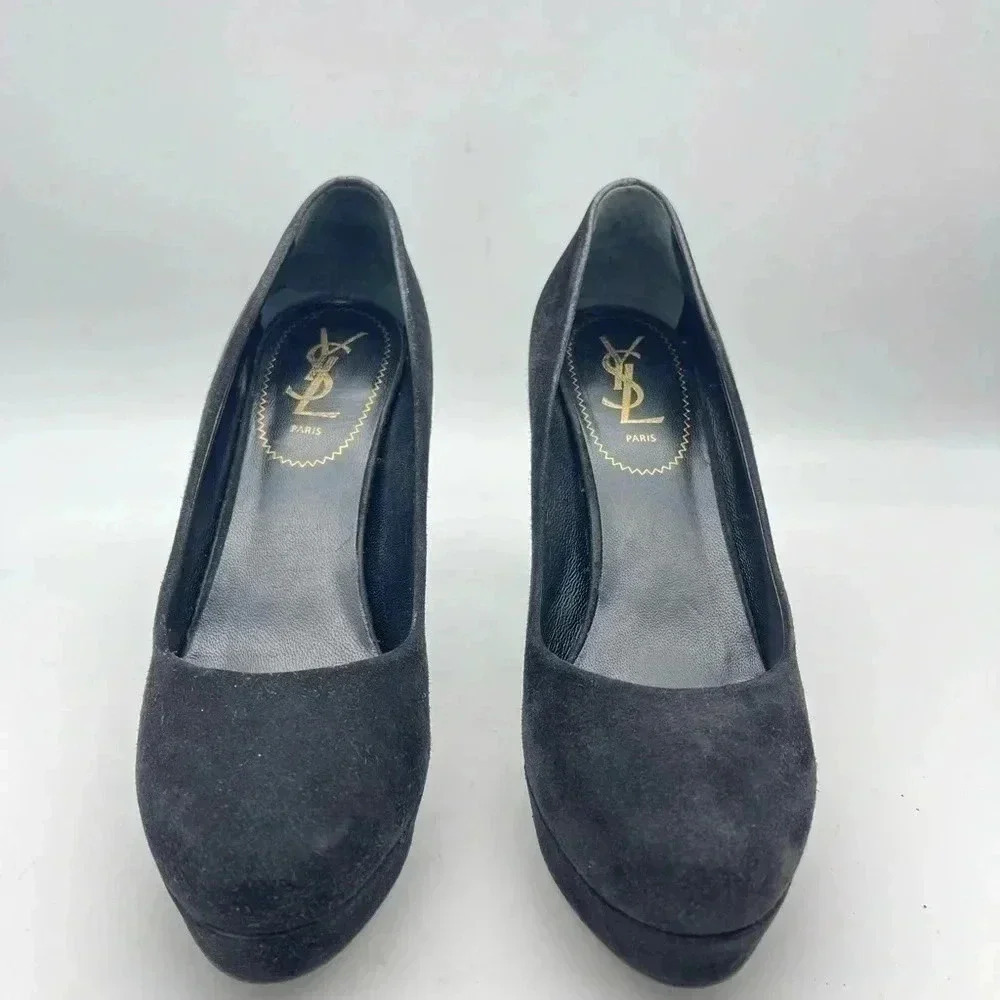 Yves Saint Laurent Black Suede High Heels 4" - Picture 5 of 11